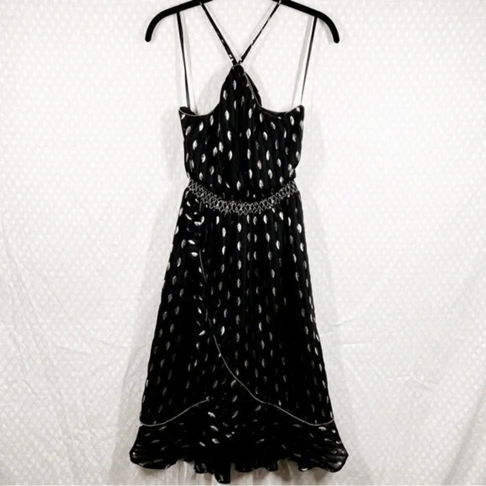 Revolve‎ House Of Harlow Black Gold Leaf Print Halter Dress